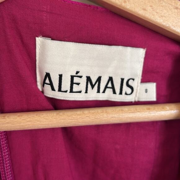 Alemais Rosario Long Puff Sleeve Cut Out Mini Dress Size 4 Fuchsia - Picture 5 of 7